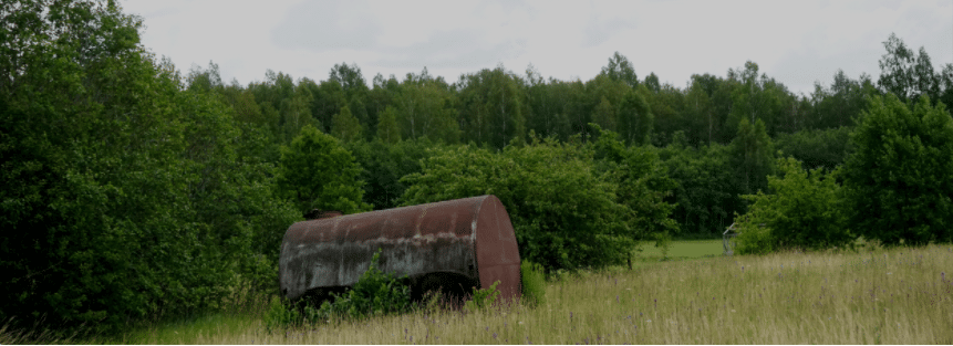 old and rusted oil tank